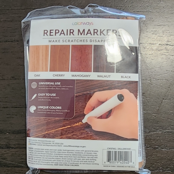 COLORWAYS WOOD REPAIR MARKER KIT 5 UNIQUE WOOD COLORS. - Picture 2 of 5
